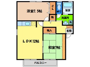 ハイカムール千代ヶ丸Ａの物件間取画像